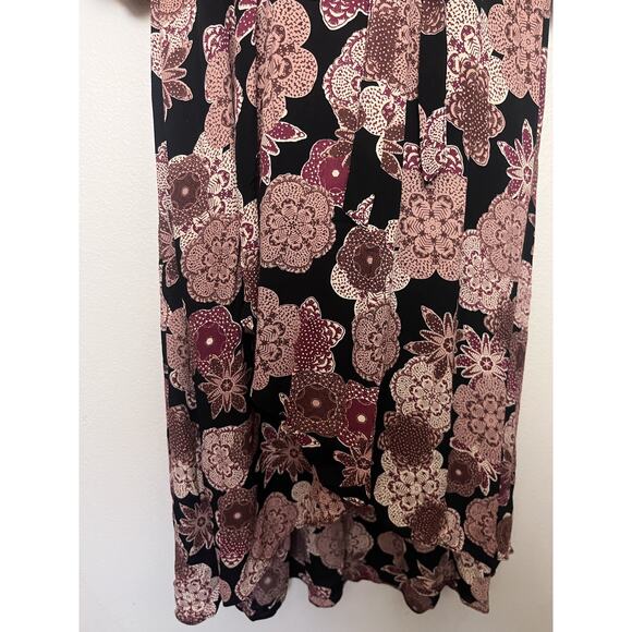 Christy Dawn Bergen Floral Wrap Long Sleeve Maxi Dress Sz Large Black Brown - Picture 5 of 11